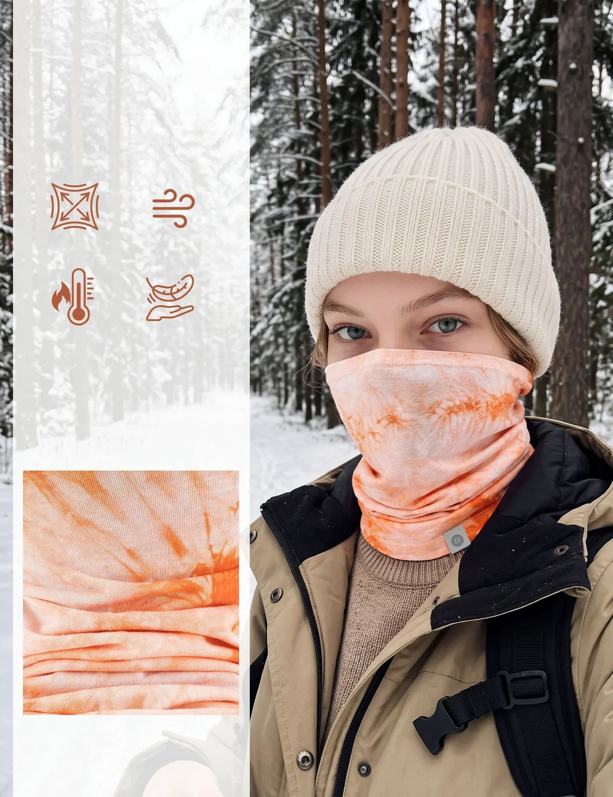 Tencel Wool Winter Cycling Balaclava, Windproof Helmet Liner Neck Gaiter
