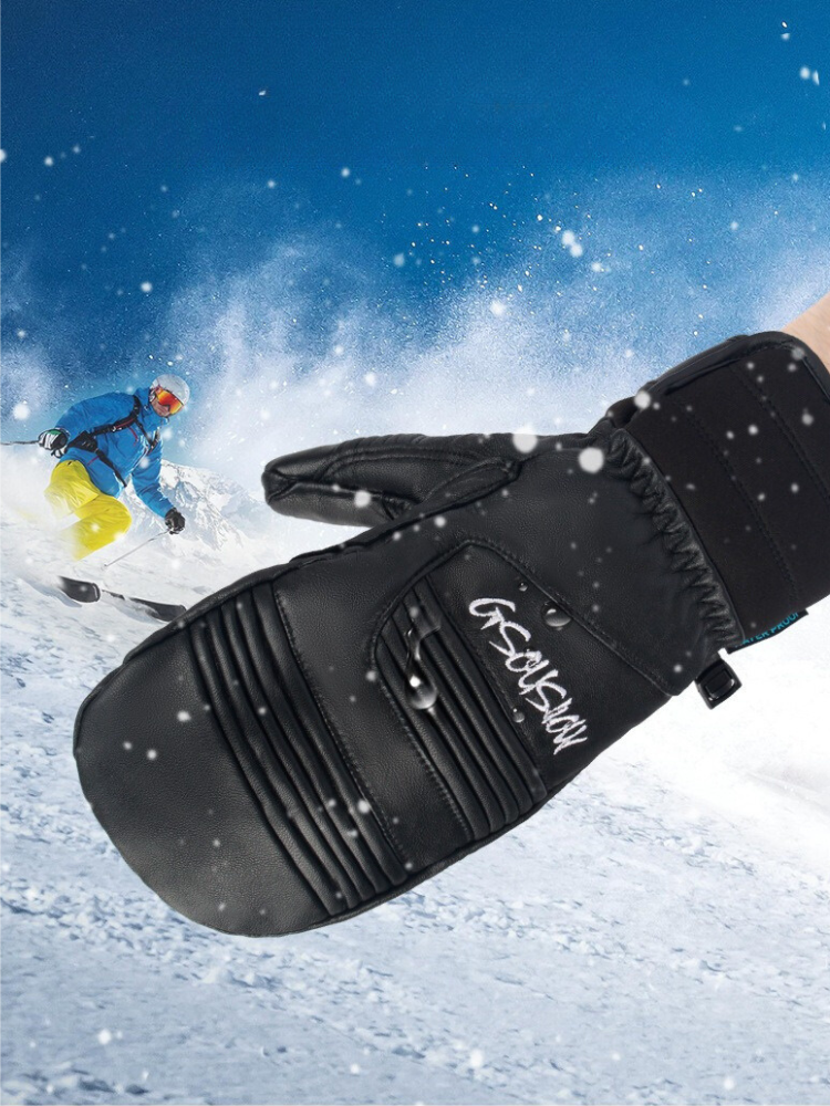 Unisex Snow Gloves Winter Leather Ski Mittens - Gsou Snow