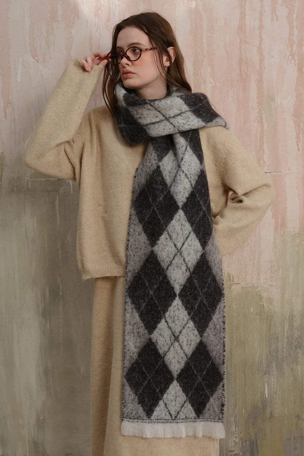 Fringe Argyle Scarf