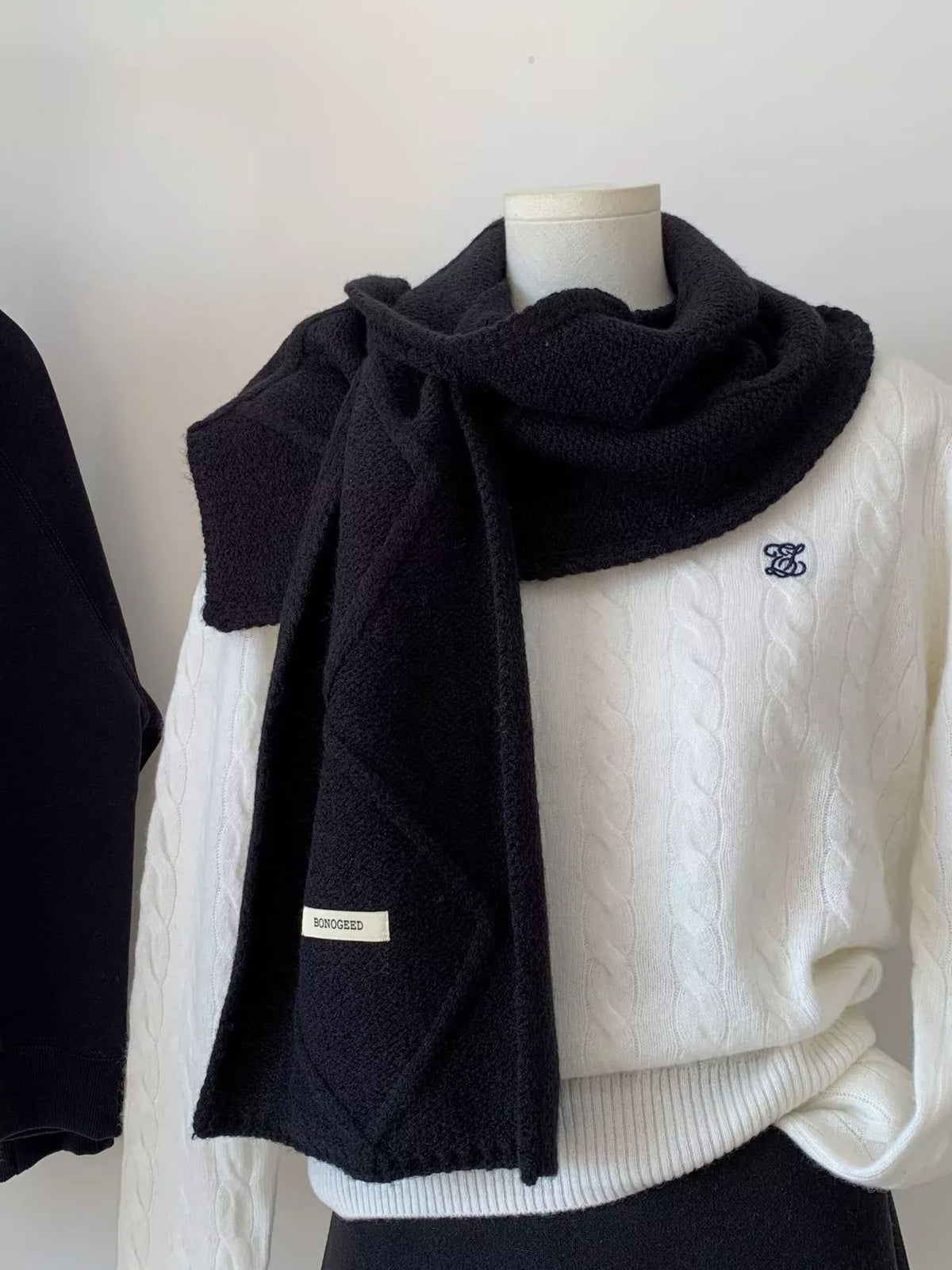 Solid Color Cable Knitted Winter Scarf