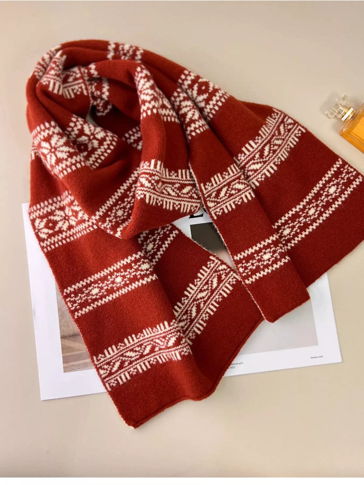 Snowflake Knitted Winter Scarf