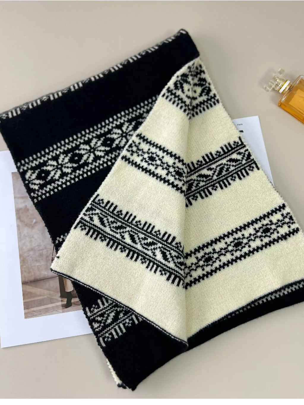 Snowflake Knitted Winter Scarf