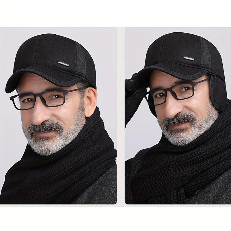 Pandaize Winter Wool Baseball Cap with Ear Flaps - Auturnn Thicken Cotton, Quality & Style