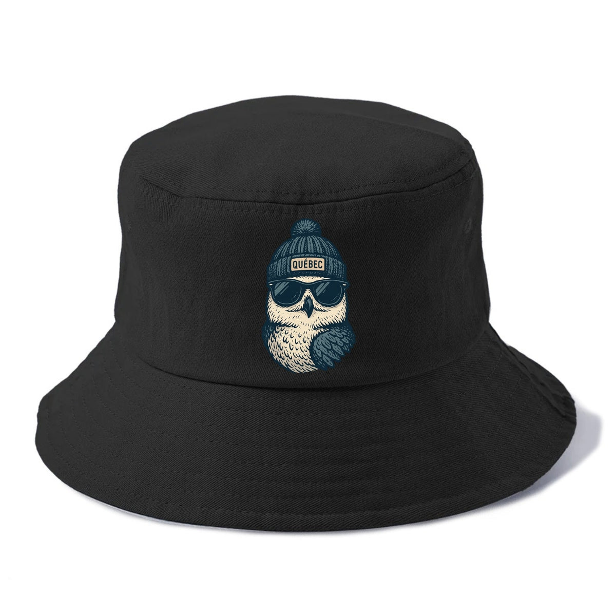Quebec City Snowy Owl wearing Quebec bea - Bucket Hat