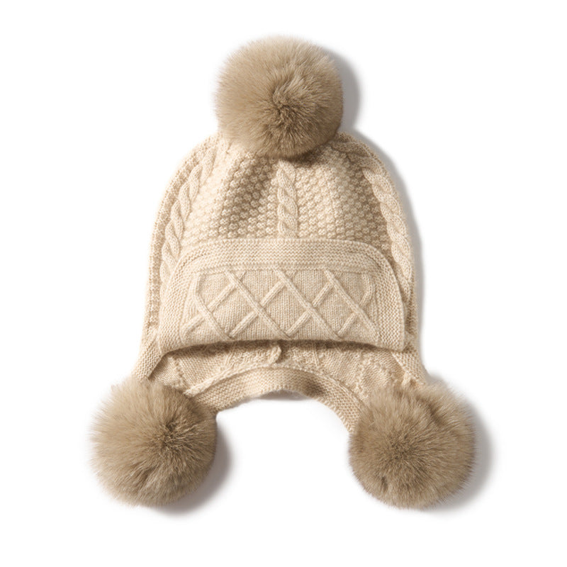 Cozy Cashmere Beanie with Genuine Fur Pom