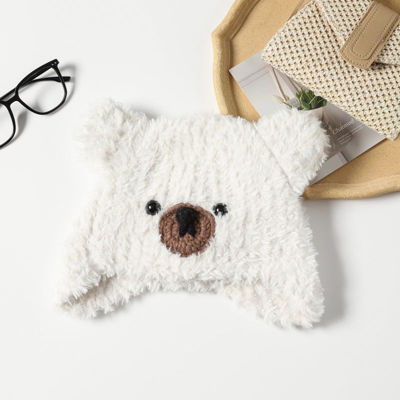 Bear-Shaped Plush Knitted Hat - Winter Warm Ear-Protective Slouchy Beanie - Unisex Face-Flattering Headwear