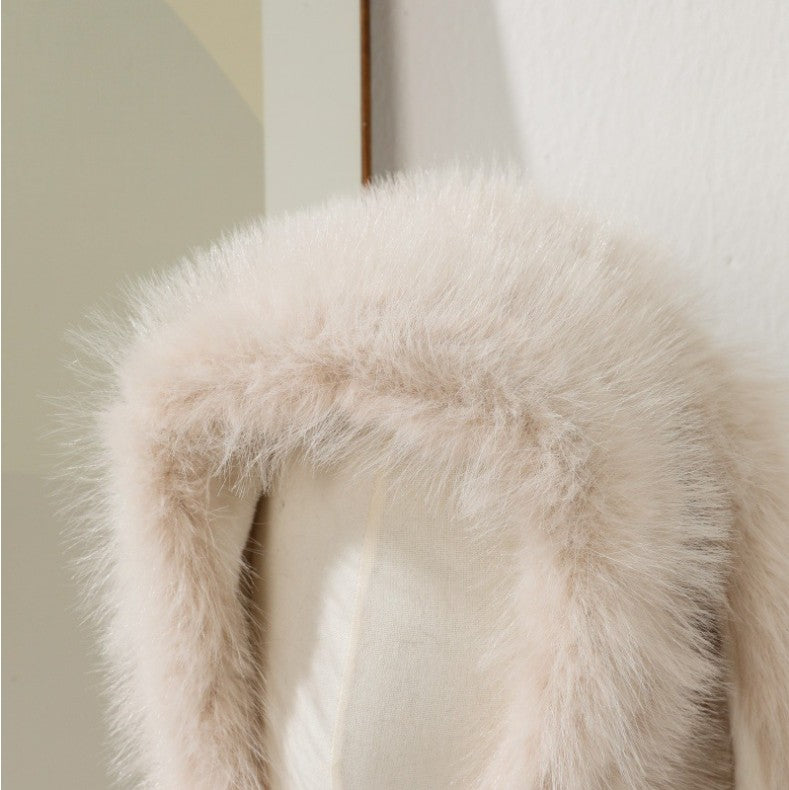 Faux Fur Scarf-Integrated Bunny Ear Trapper Hat - Winter Outdoor Cold-Proof Warm Ear-Flapped Beanie - Unisex Slouchy Headwear