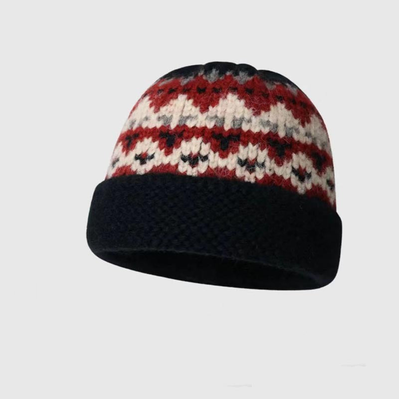Fisherman Beanie Winter Knitted Cap - Thermal Acrylic Cotton Blend Outdoor Ski Hat for Cycling Hiking