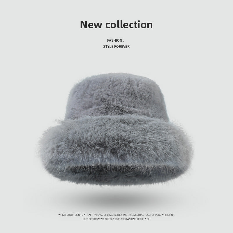 Pandaize Faux Rabbit Fur Bucket Hat for Women – Soft Plush Winter Hat, Warm & Stylish Cold Weather Accessory