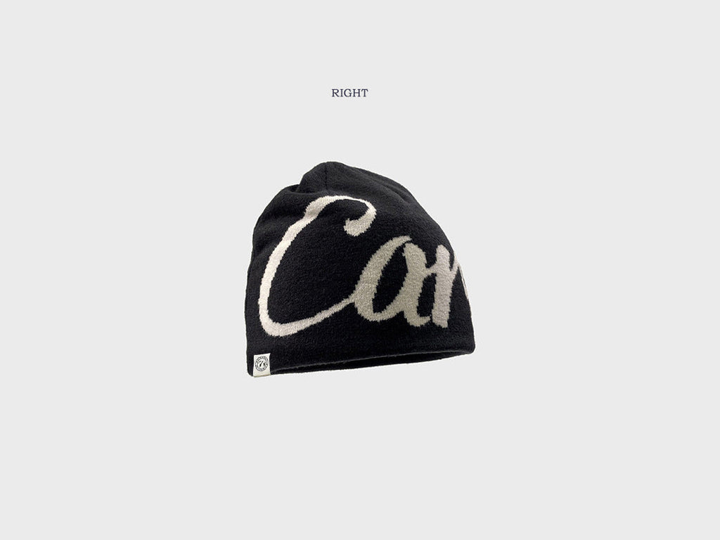 Pandaize Reversible Knit Beanie – Unisex Letter Jacquard Winter Hat, Hip-Hop Skateboard Style, Warm & Soft Cap with Ear Protection
