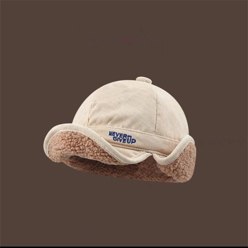 Pandaize Lamb Fleece Ear Flap Cap - Winter Thickened Cycling Aviator Hat with Embroidery
