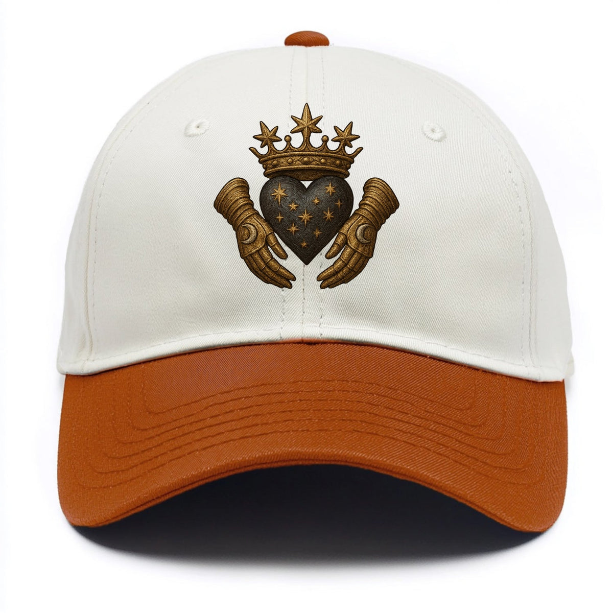 Ice crystal crown framing a frosted heart with fur-trimmed winter hands embracing it. - Two Tone Cap