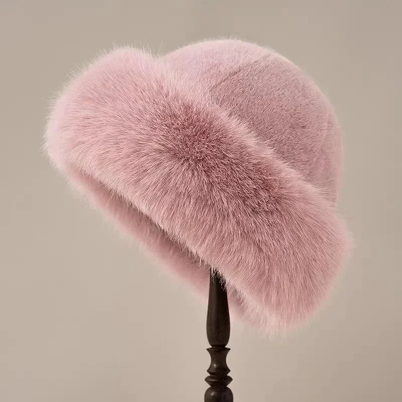 Soft Wool Rounded Fur Trim Hat