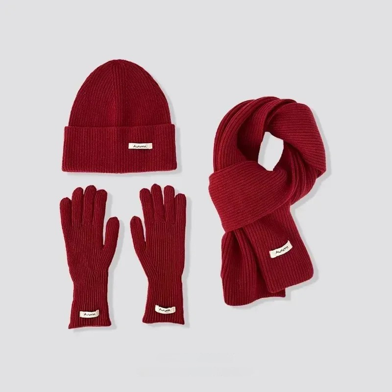Warm Knitted Winter Set, Scarf, Hat and Gloves