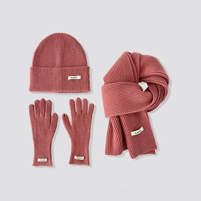 Warm Knitted Winter Set, Scarf, Hat and Gloves