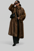 Luxurious Black Faux Fur Winter Parka Coat