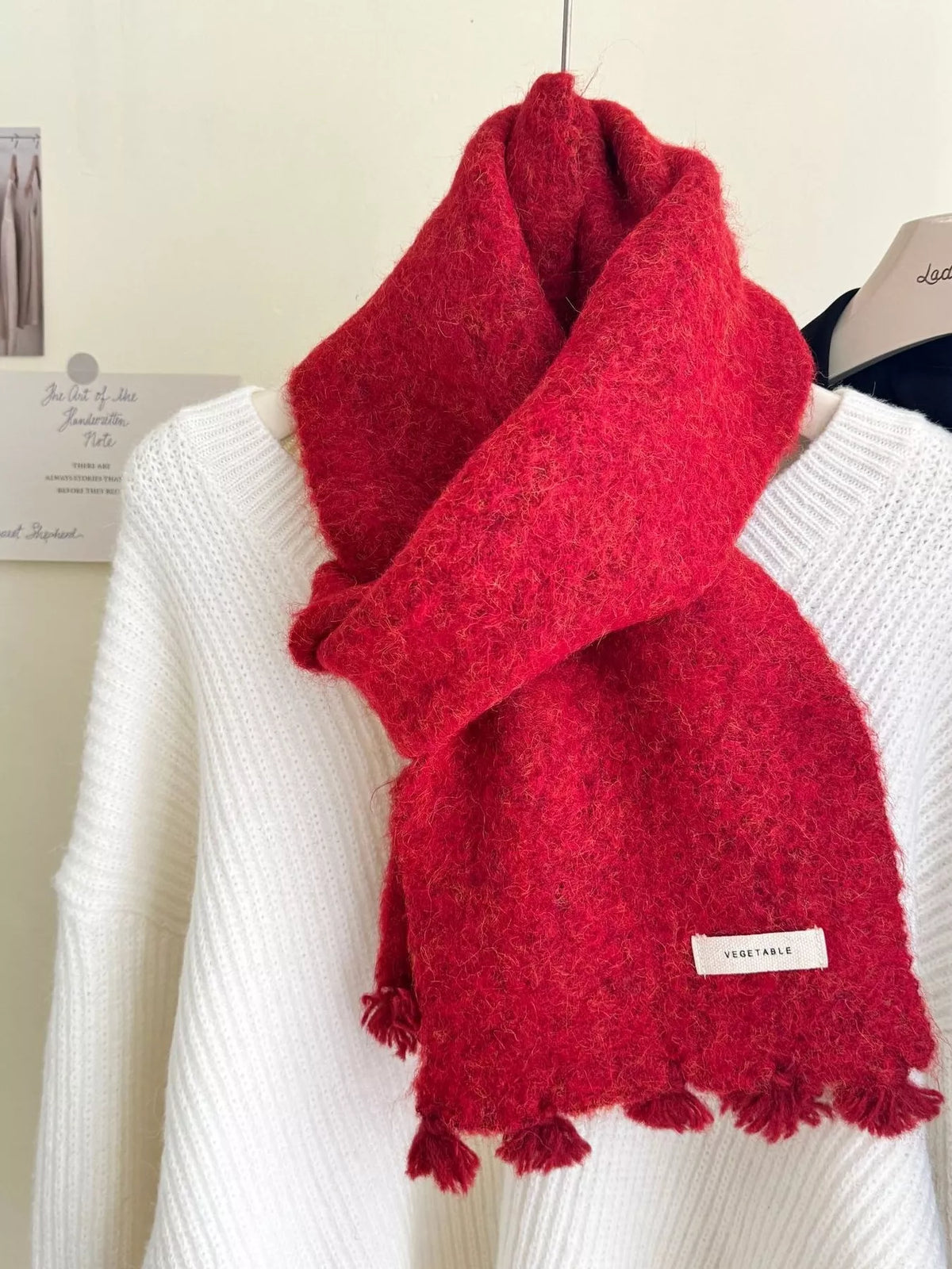 Wool Tassel Knitted Scarf