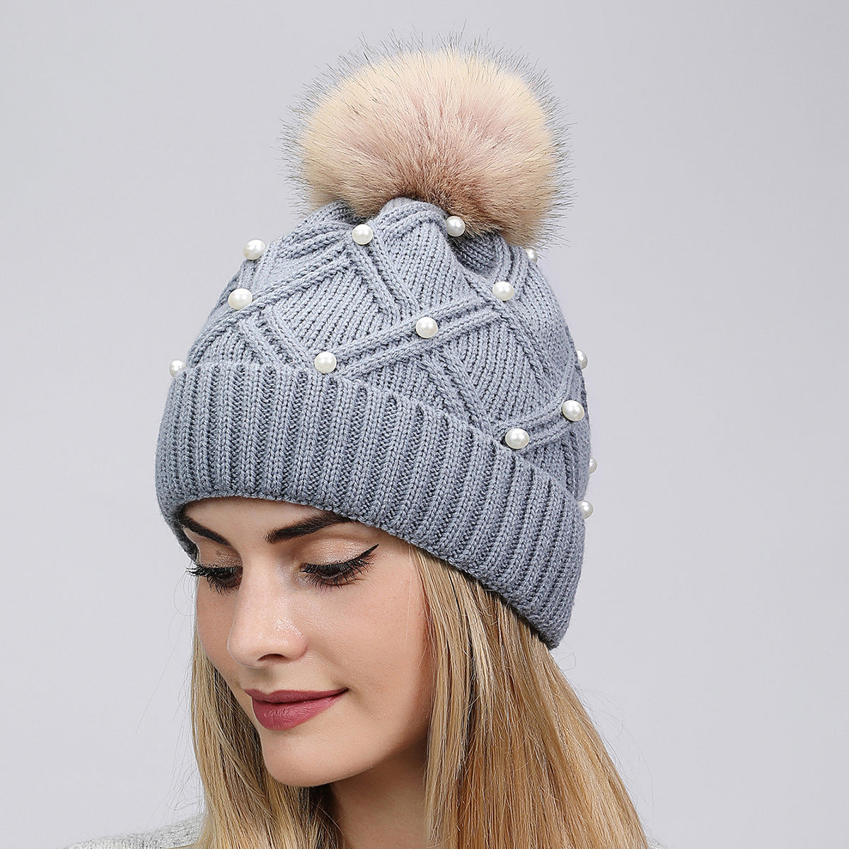 Pearl Knit Beanie: Cozy Korean Style Warmth