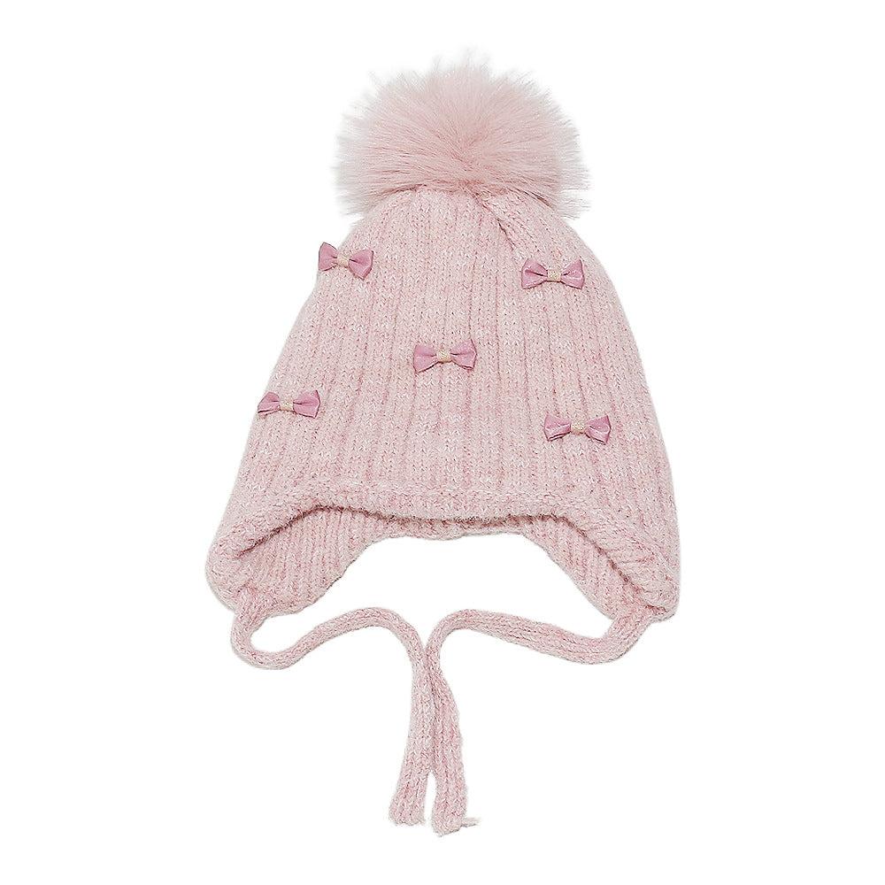 Girls' Bow Earflap Knit Hat - Cozy Winter Style