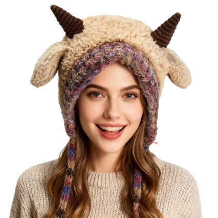 Cute Bear Ear Fleece-Lined Knit Hat for Winter