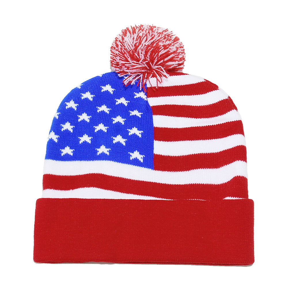 USA Flag Knit Beanie - Patriotic Winter Hat