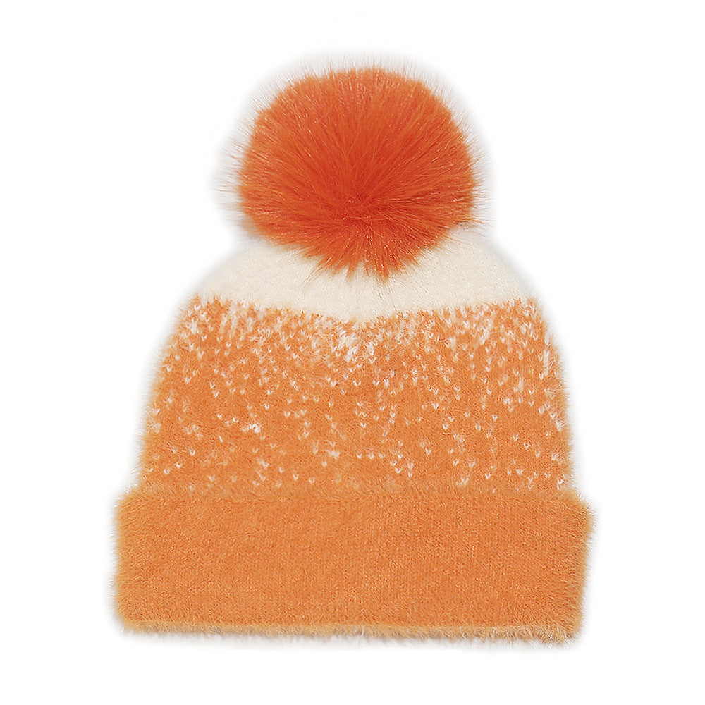 Faux Mink Knit Beanie with Ear Protection