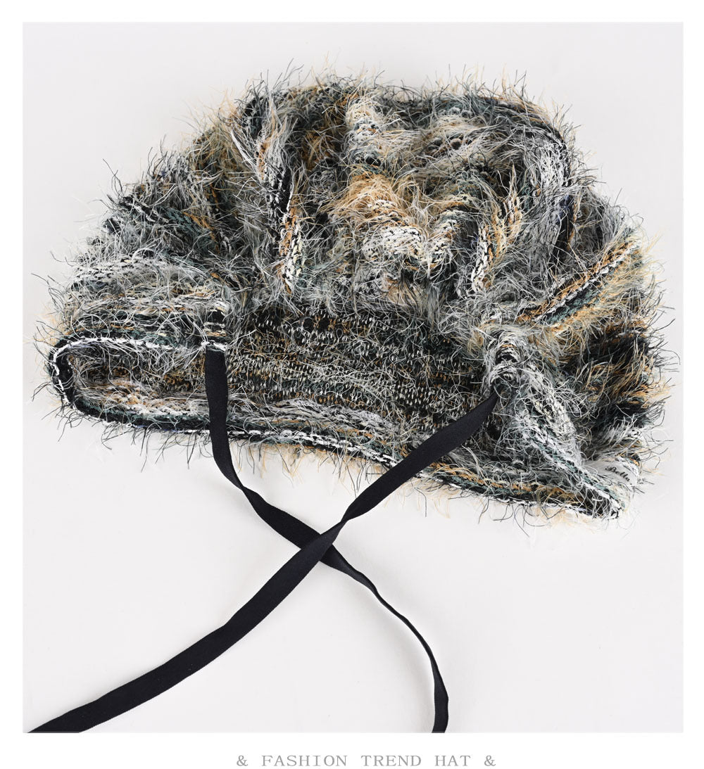 Tie-Back Plush Knit Hat - Cozy & Chic Winter Style