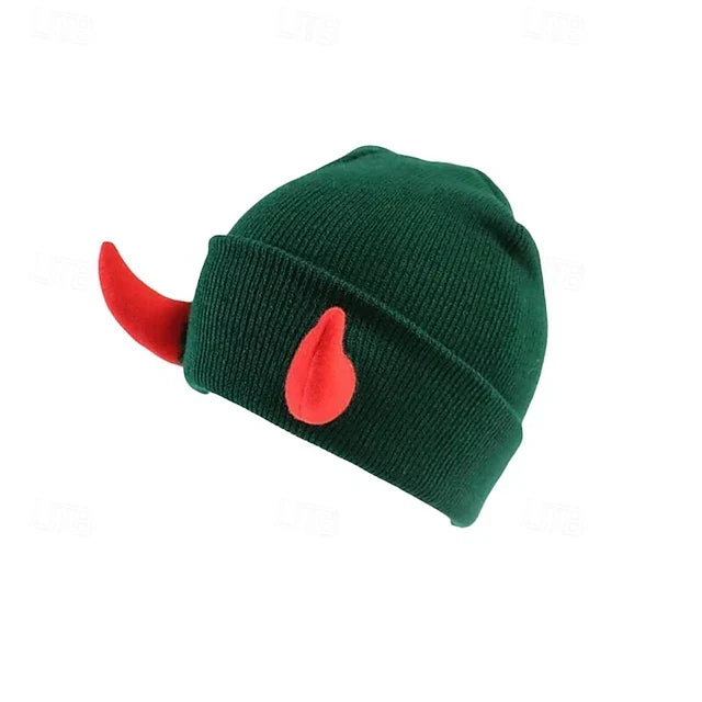 Men's Unisex Beanie Hat Winter Hats Beanies Skull Cap Knit Hat Black Red Knitted Cozy Daily Wear Going out Devil Warm