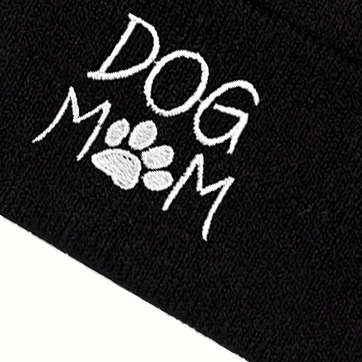Pandaize Dog Mom Embroidery Beanie - Casual Knit Hat for Autumn & Winter