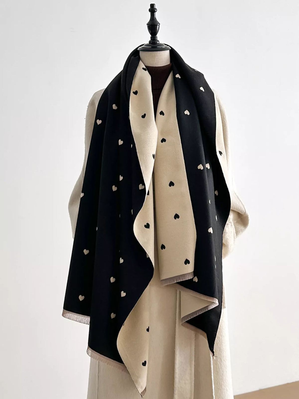 Heart Raw Hem Scarf