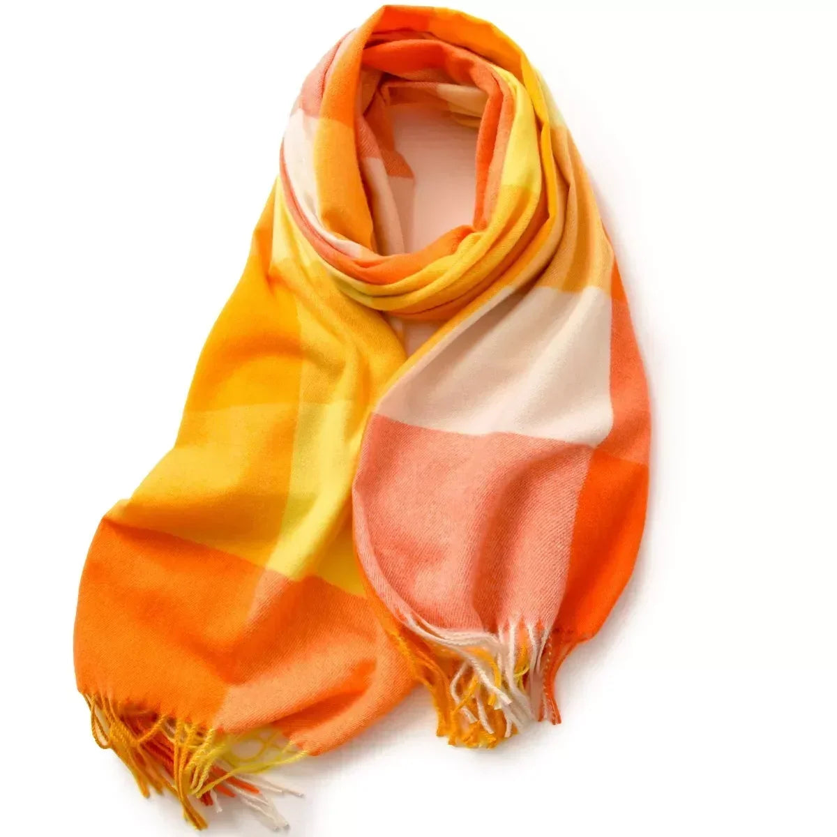 Plaid Fringe Wrap Scarf