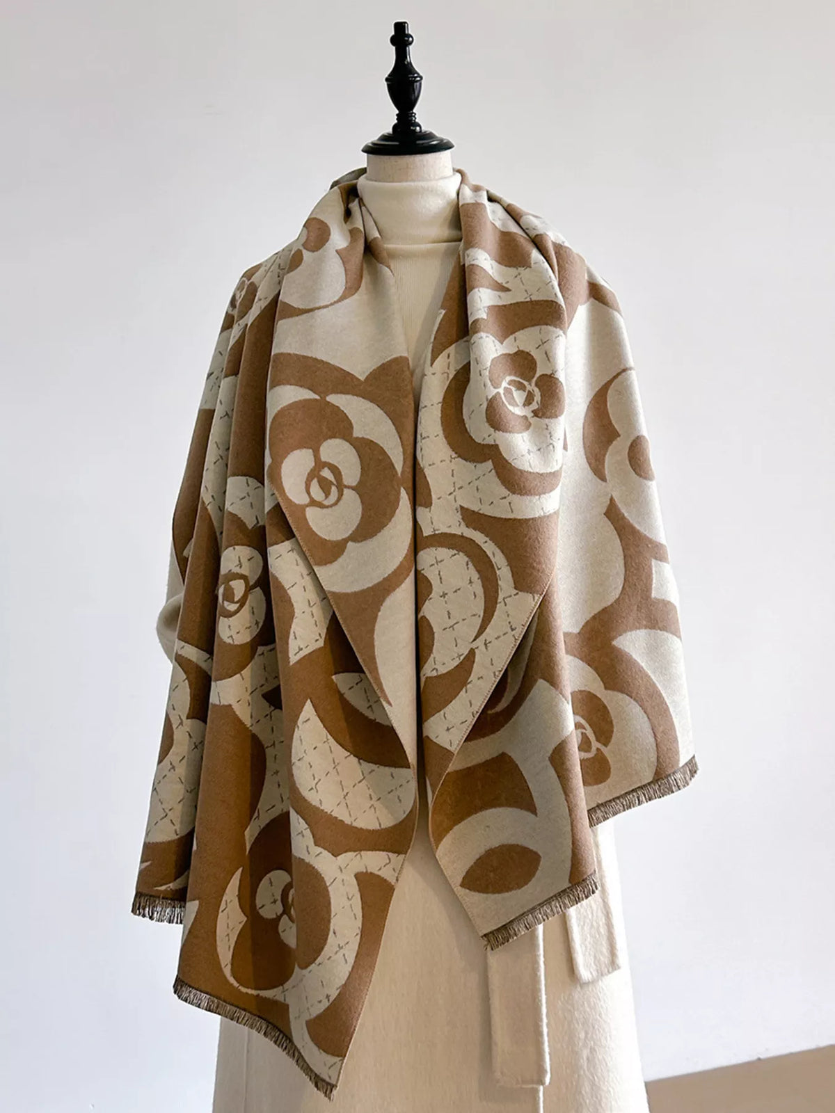 Floral Patterned Warm Winter Scarf